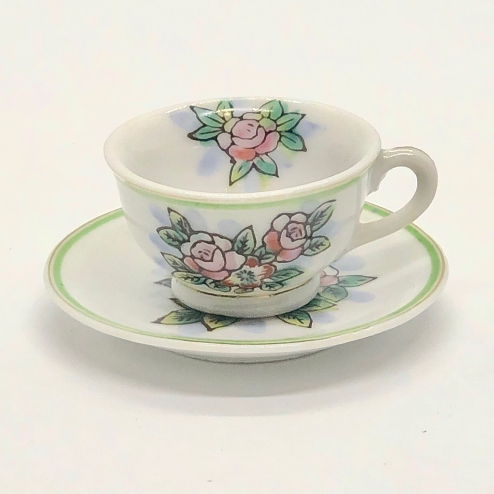 Vintage Tiny Floral Teacup and Saucer Set